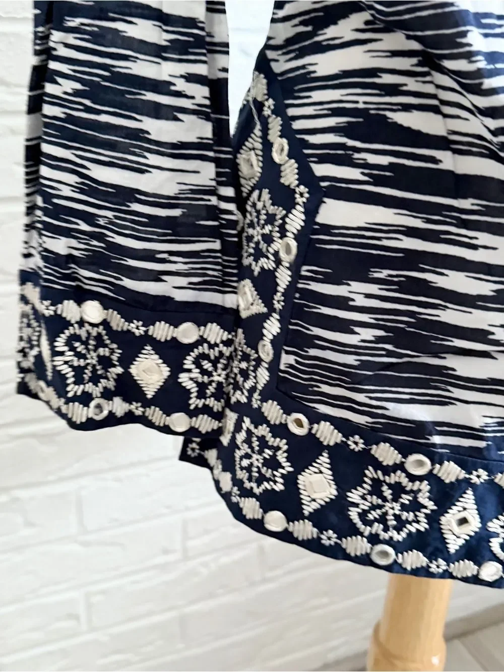 Tory Burch Navy Space Dye Embellished Tunic Size 10